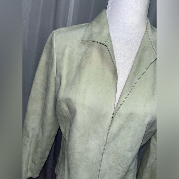 Lafayette 148 light green 100% suede blazer | size Small - Picture 2 of 8